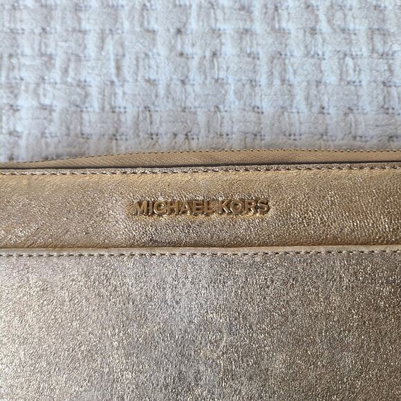 Michael Kors Metallic Gold Zip Around Wallet - Picture 11 of 11
